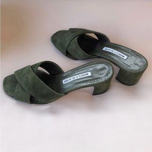 Manolo Blahnik Green Suede Sandals Size 8